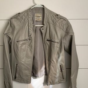 Billabong faux leather jacket grey large